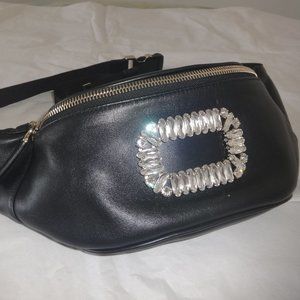 Roger Vivier Crystal Buckle Leather Waist Belt Bag